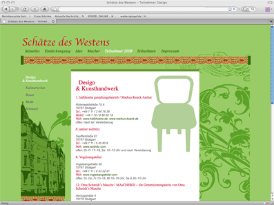 Screenshot von www.schaetze-des-westens.de 2007