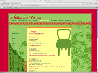 Screenshot von www.schaetze-des-westens.de 2007
