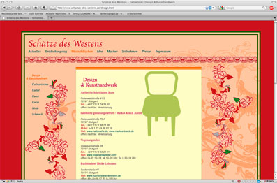 Screenshot von www.schaetze-des-westens.de 2009
